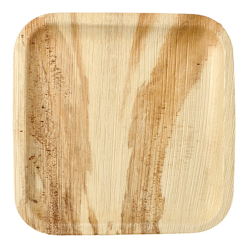 Το PAPSTAR 6 πιάτο από φύλλο φοίνικα «pure» τετράγωνο της PAPSTAR GmbH εντυπωσιάζει με φυσικό φύλλο φοίνικα, στρογγυλεμένες γωνίες, καφέ ρίγες και ξύλινη υφή - μια φιλική προς το περιβάλλον επιλογή για κάθε εκδήλωση.
