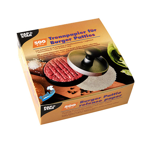 PAPSTAR Χαρτιά διαχωρισμού για μπιφτέκια, Ø 13 cm, λευκό (500 τεμάχια) σε αναδιπλούμενο κουτί από την PAPSTAR GmbH - ιδανικό για τον εύκολο διαχωρισμό των μπιφτεκιών.