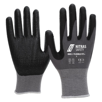 NITRAS FLEXIBLE FIT+, γάντια συναρμολόγησης, γκρι / μαύρο
