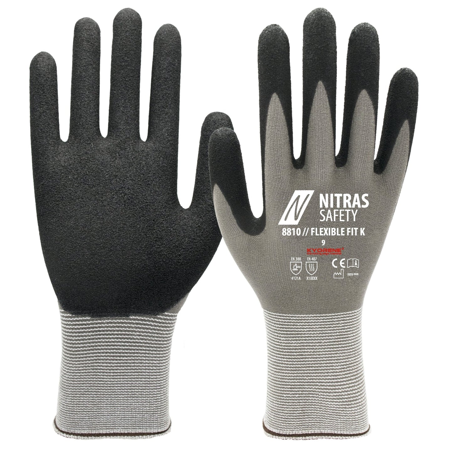 NITRAS FLEXIBLE FIT K, γάντια συναρμολόγησης, γκρι / μαύρο