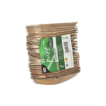 Ένα πακέτο από 25 PAPSTAR κουτάλια fingerfood από φύλλο φοίνικα, 12 εκ. σχέδιο "Asia", σε συρρίκνωση με πράσινη-λευκή ετικέτα, στην οποία αναγράφεται το μέγεθος, η ποσότητα, τα φιλικά προς το περιβάλλον σύμβολα και η ένδειξη ότι είναι βιοδιασπώμενα. Μάρκα: PAPSTAR GmbH.