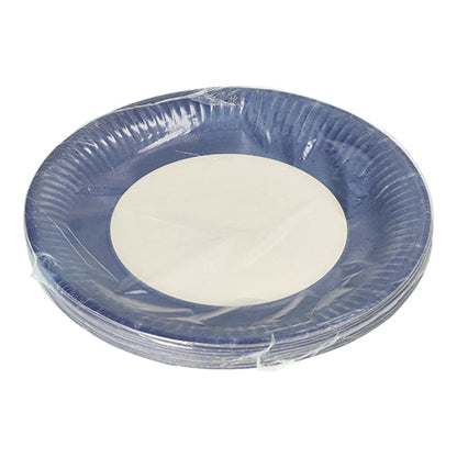 Eine Packung PAPSTAR 20 Teller, Pappe rund Ø 23 cm von der PAPSTAR GmbH wird in einer durchsichtigen Kunststoffverpackung vor einem schlichten weißen Hintergrund präsentiert – ideal für Veranstaltungen.