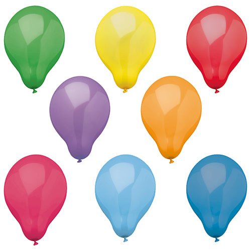 Δεκαέξι πολύχρωμα PAPSTAR μπαλόνια (Ø 25 cm, χρωματικά ταξινομημένα) της PAPSTAR GmbH στέκονται σε δύο σειρές σε λευκό φόντο και δείχνουν ένα πολύχρωμο μείγμα από πράσινο, κίτρινο, κόκκινο, μωβ, πορτοκαλί, ροζ και δύο αποχρώσεις του μπλε.