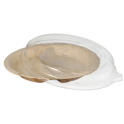 Το Starpak κομπιπακ περιέχει 10 πιάτα από φύλλα φοίνικα, 2-διαχωρισμένα, 300 ml, Ø 23 cm · 5,3 cm με διαφανές καπάκι rPET - πρακτικό και βιώσιμο για παρουσίαση ή συσκευασία τροφίμων.