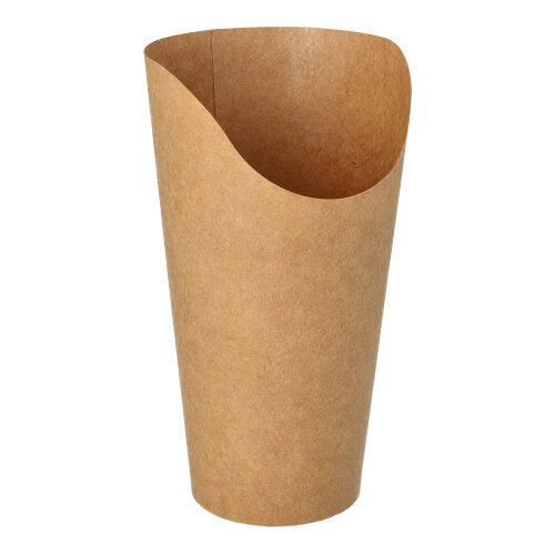 Οι PAPSTAR 50 Wrap Cups της PAPSTAR GmbH είναι καφέ, κωνικά χάρτινα ποτήρια, ιδανικά για οικολογικά wraps σε πάρτι και εκδηλώσεις, απεικονισμένα σε λευκό φόντο.