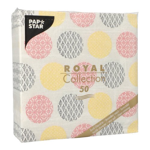 Μια συσκευασία με 50 PAPSTAR χαρτοπετσέτες "ROYAL Collection" 40 x 40 εκ., 1/4-πτυχή, σε κίτρινο από την PAPSTAR GmbH.