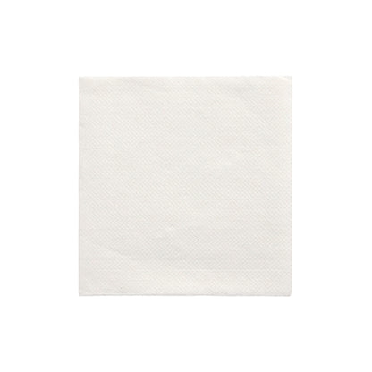 Μια μεμονωμένη PAPSTAR πετσέτα 1/4-πτυχή, 24x24 cm, λευκή από τη "DAILY Collection" (PAPSTAR GmbH) βρίσκεται επίπεδη σε λευκή επιφάνεια και παρατηρείται από πάνω.