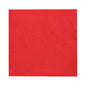 Eine einzelne quadratische rote 1/4-Falz-Serviette (32x32 cm) der PAPSTAR GmbH (150 Servietten „DAILY Collection“) auf weißem Hintergrund, von oben betrachtet.