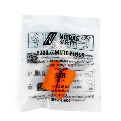 NITRAS MUTE PLUGS, ωτοασπίδες, πορτοκαλί, EN 352-2, 250 pairs / κουτί PU | Συσκευασία (1 τεμάχιο)