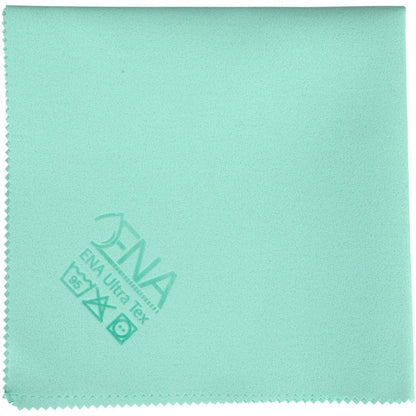 Το πανί ENA Ultra Tex PU από την Abena Re-Seller GmbH είναι ένα ανοιχτό πράσινο πανί καθαρισμού μικροϊνών 38x37 cm με οδοντωτές άκρες, τυπωμένα σύμβολα φροντίδας και "ENA Ultra Tex" στη γωνία - ιδανικό για καθαρισμό χωρίς ραβδώσεις.