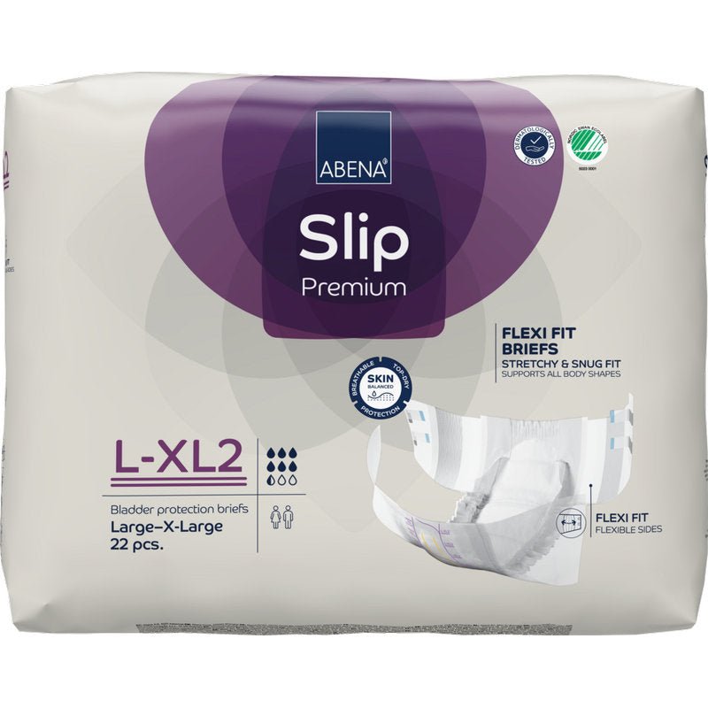 Μια συσκευασία ABENA Slip Flexi Fit M-L Premium της Abena Re-Seller GmbH με 22 τεμάχια χαρακτηρίζεται από ευέλικτα εσώρουχα για τέλεια εφαρμογή και υλικά φιλικά προς το δέρμα.