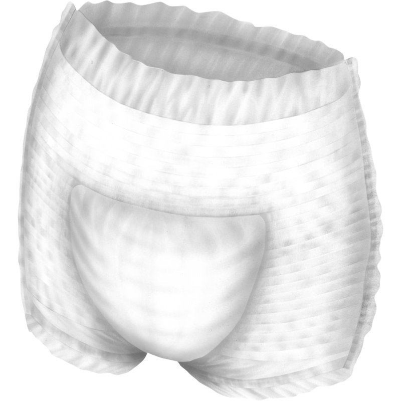 Ένα μεμονωμένο ABENA Pants Special Premium από την Abena Re-Seller GmbH για ενήλικες με ελαστική ζώνη, ανοίγματα ποδιών και μαλακό, επενδυμένο κέντρο, απεικονίζεται από μπροστά σε ελαφριά γωνία.