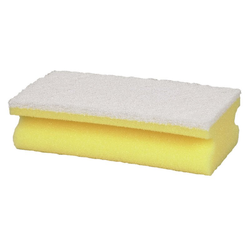 Το σφουγγάρι καθαρισμού Abena Re-Seller GmbH, μεγάλο (5x7x14 cm), είναι ένα ορθογώνιο, κίτρινο σφουγγάρι με λευκό τμήμα τρίψιμου στην άνω πλευρά, το οποίο διαθέτει εγκοπές στα πλάγια για καλύτερο κράτημα και έχει σχεδιαστεί για τον καθαρισμό μεγάλων επιφανειών.