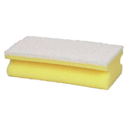 Το σφουγγάρι καθαρισμού Abena Re-Seller GmbH, μεγάλο (5x7x14 cm), είναι ένα ορθογώνιο, κίτρινο σφουγγάρι με λευκό τμήμα τρίψιμου στην άνω πλευρά, το οποίο διαθέτει εγκοπές στα πλάγια για καλύτερο κράτημα και έχει σχεδιαστεί για τον καθαρισμό μεγάλων επιφανειών.