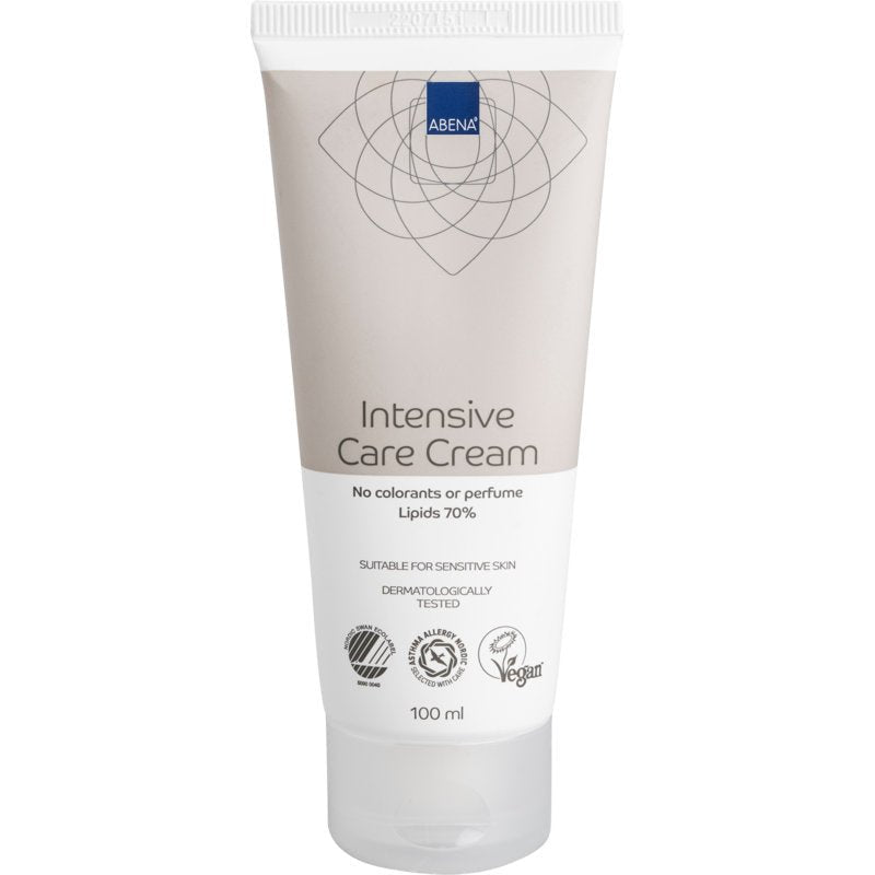 Μια συσκευασία με 12 x 100 ml Abena Re-Seller GmbH Fettcreme, vegan και δερματολογικά ελεγμένη, περιέχει 70% λιπίδια, είναι χωρίς χρωστικές και άρωμα - ιδανική για ευαίσθητο, ξηρό ή ραγισμένο δέρμα.