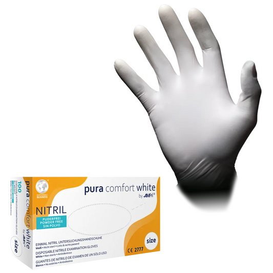 AMPRI Puracomfort White Nitrile Gloves, White | Κουτί (100 κομμάτια)