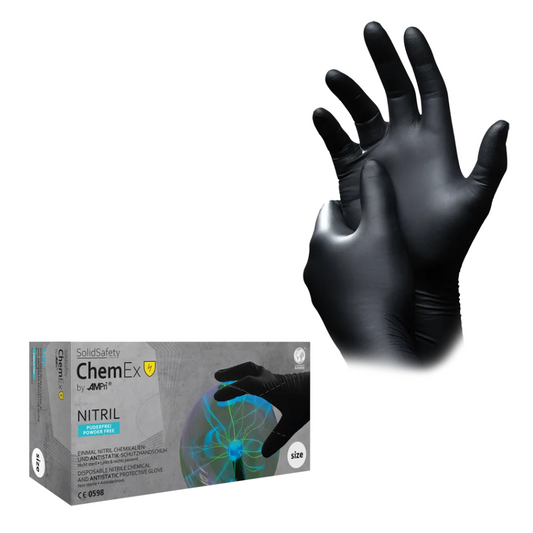 AMPri SolidSafety Chem Ex antistatische Nitril Chemikalienschutzhandschuhe S - XXL