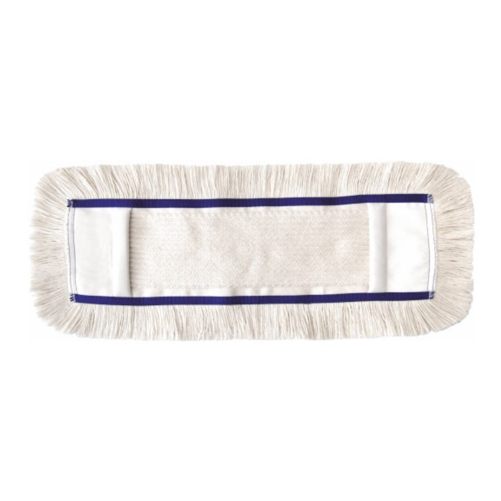 Η Arcora First Mopp Blau της Arcora International GmbH είναι μια ορθογώνια κεφαλή σφουγγαρίστρας με λευκά κρόσσια, κεντρικό ύφασμα και λεπτό μπλε περίγραμμα, ιδανική για τον καθαρισμό συντήρησης διαφόρων δαπέδων. Εδώ απεικονίζεται σε λευκό φόντο.