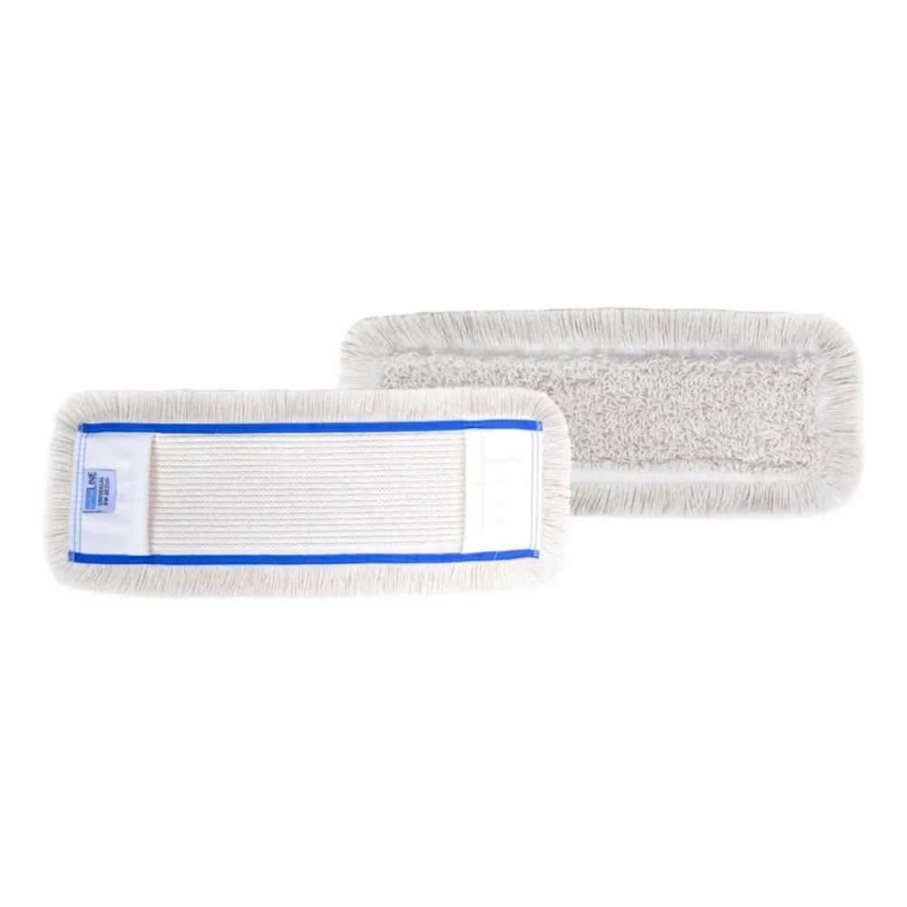 Απεικονίζονται δύο ορθογώνια λευκά Arcora Universal Bw Bezug-Pads της Arcora International GmbH – το ένα δείχνει την δομημένη επιφάνεια καθαρισμού, το άλλο την πίσω πλευρά με μπλε περίγραμμα και ετικέτα – ιδανικά για τη βιομηχανική καθαριότητα με την προτιμώμενη λύση σας.