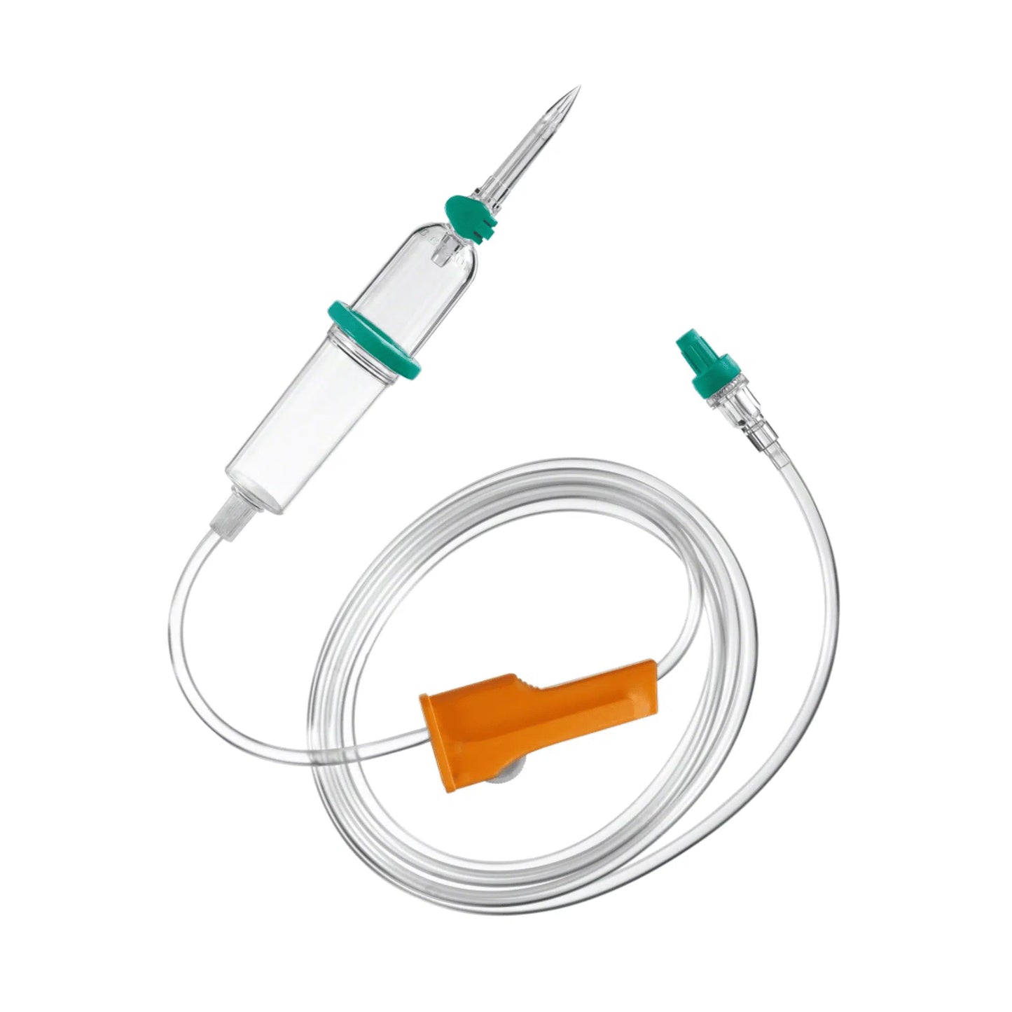 Το B. Braun Intrafix® SafeSet Infusionsbesteck από την B. Braun Deutschland GmbH & Co. KG είναι ένα ενδοφλέβιο (IV) σετ χορήγησης, το οποίο περιλαμβάνει έναν διαφανή θάλαμο στάλαξης, μία βελόνα και έναν μακρύ εύκαμπτο σωλήνα με πορτοκαλί κλιπ ρολού για ακριβή έλεγχο ροής. Αυτό το σετ διαθέτει επίσης μία μεμβράνη φίλτρου AirStop και μία πράσινη θύρα σύνδεσης, κατάλληλη για εγχύσεις υπό πίεση και βαρύτητας.