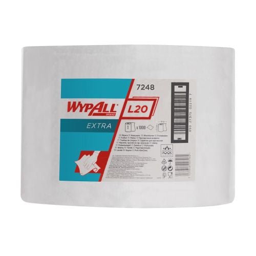 Τα πανιά WypAll® L20 EXTRA σε μεγάλο ρολό (λευκό, 1 ρολό x 1000 πανιά) από την Kimberly-Clark GmbH είναι ιδανικά για βιομηχανική χρήση και προσφέρουν απορροφητικά πανιά καθαρισμού σε πρακτικό κουτί.