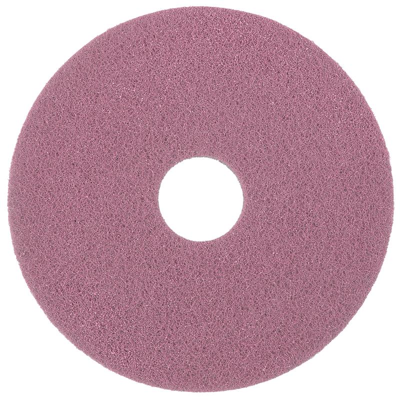 Das Diversey Twister Pad Pink für Vinylböden von Diversey Deutschland GmbH & Co. OHG ist ein rundes, flaches Reinigungspad mit strukturierter Oberfläche und Mittelloch, das für die Reinigung von Vinylböden entwickelt wurde und von oben auf einem weißen Hintergrund abgebildet ist.