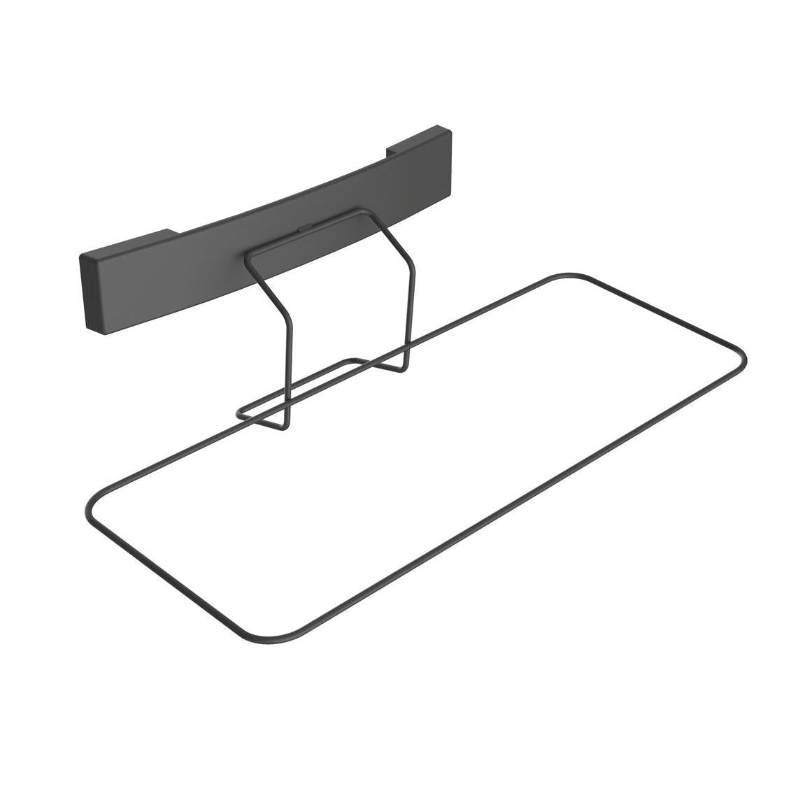 Der Di Protect Moppbehälterrahmen abgewinkelt von Diversey Deutschland GmbH & Co. OHG ist ein schwarzer, rechteckiger Wandhalter mit abgewinkeltem Design und Drahtrahmen zum Aufhängen oder Halten von Gegenständen.