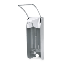 Ο επιτοίχιος διανομέας Dr. Schumacher AK 500 Plus lang είναι ένας επιτοίχιος διανομέας από ανοξείδωτο χάλυβα με έναν πάνω μοχλό για λειτουργία με τον αγκώνα και μια κενή θήκη για το μπουκάλι απολυμαντικού σας.