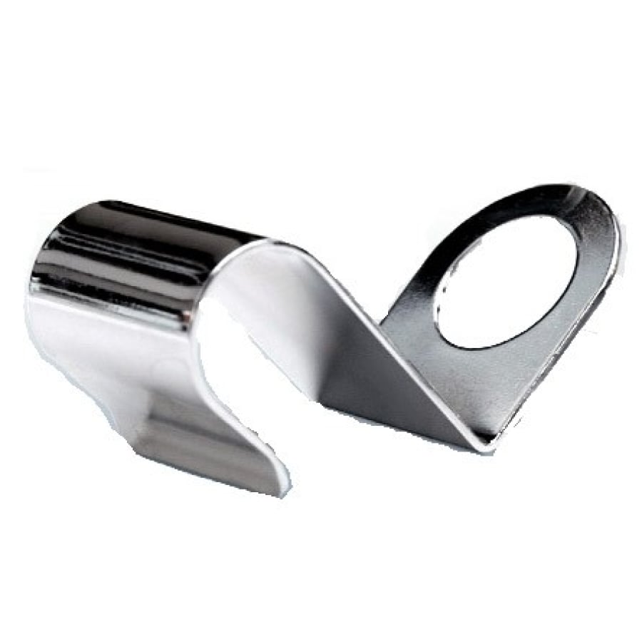 Ο Dr. Schumacher Descoflex Mobilhalter MH | Τεμάχιο (1 τεμάχιο) της Dr. Schumacher GmbH είναι ένας γυαλιστερός, κυρτός μεταλλικός κάτοχος με επίπεδο άκρο και κυκλική τρύπα, που παρέχει σταθερή στήριξη για κινητές συσκευές.