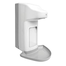 Ο πλαστικός διανομέας χωρίς επαφή 500ml της Dr. Schumacher GmbH είναι ένας λευκός, αισθητήρας ελεγχόμενος διανομέας με κάθετο σχεδιασμό και κάτω δίσκο για τη συλλογή του νερού, απεικονισμένος σε ένα απλό λευκό φόντο.