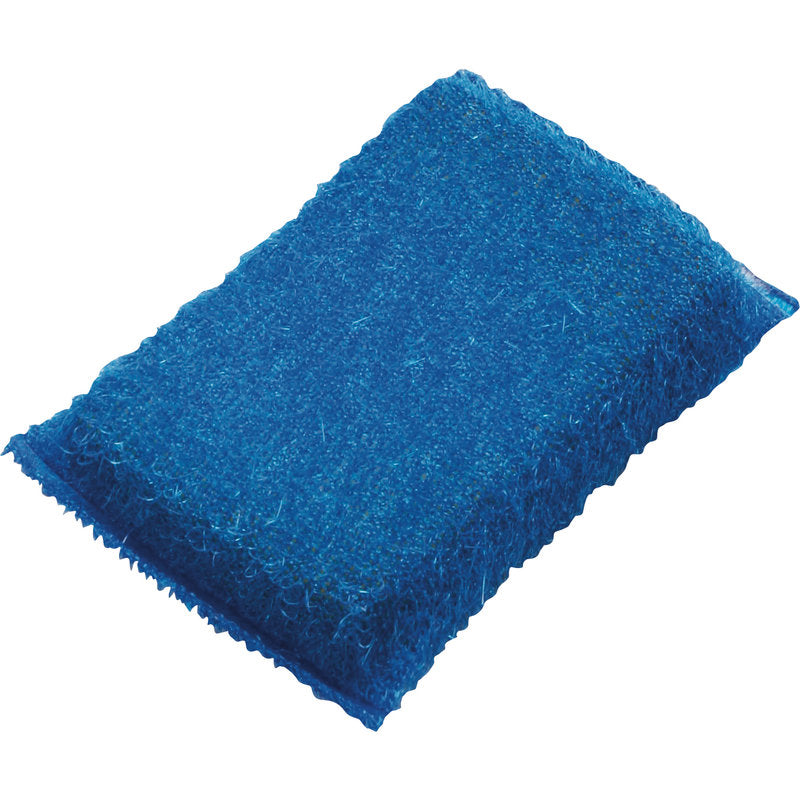 Απεικονίζεται ένα ορθογώνιο μπλε ΑΠΟΞΕΣΤΙΚΟ ΣΦΟΥΓΓΑΡΙ, ΜΙΚΡΟ, PP, ΣΚΛΗΡΟ (130x85x30mm) από Haug Bürsten KG με δομημένη επιφάνεια για αποτελεσματικό καθαρισμό κουζίνας σε λευκό φόντο.