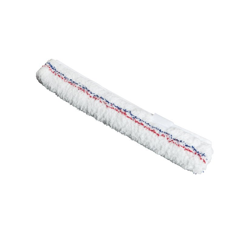 Haug Bürsten KG ΚΑΛΥΜΜΑ ΠΛΥΣΗΣ, ΜΙΚΡΟΪΝΕΣ, 450 MM, ΓΙΑ ΑΡΘ. 8550 Κάλυμμα καθαριστή παραθύρων με μπλε και κόκκινες ρίγες στην λευκή επιφάνεια, απομονωμένο σε λευκό φόντο.
