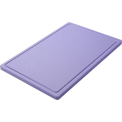 Απεικονίζεται μια ορθογώνια, μοβ ΣΑΝΙΔΑ ΚΟΠΗΣ ΜΕΓΑΛΗ (600x400x20mm) της Haug Bürsten KG από αντιολισθητικό PE με ελαφρώς υπερυψωμένο χείλος σε λευκό φόντο.