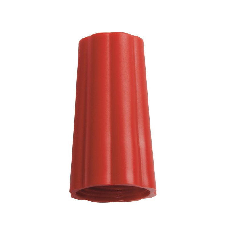 Ένα κόκκινο ÜBERWURFMUTTER AUßEN-ø 25MM από Haug Bürsten KG (Μοντέλο: 74Xø 42MM), παρόμοιο με έναν ραβδωτό πλαστικό συνδετήρα καλωδίων, έχει ένα ανοιχτό σπείρωμα στο κάτω μέρος και ένα κλειστό επάνω μέρος και χρησιμοποιείται συνήθως για τη σύνδεση ηλεκτρικών καλωδίων.
