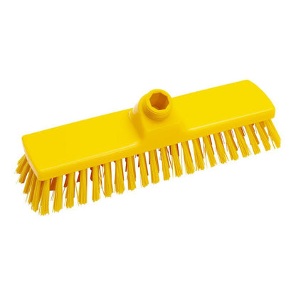 Η Haug Bürsten Οι βούρτσες KG Haug (300x70x40mm) διαθέτουν άκαμπτες, μεσαίου πάχους τρίχες από PBT (ø 0,50mm), κίτρινο ορθογώνιο σώμα και οπή με σπείρωμα στην άνω πλευρά για τη στερέωση λαβών — ιδανικές για το τρίψιμο σκληρών επιφανειών.