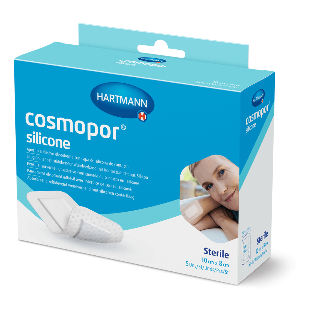 Hartmann Cosmopor® σιλικόνη, αποστειρωμένο, ατομικά σφραγισμένο· σε κουτιά με ευρωπαϊκό κρεμαστό, 10 x 8 cm