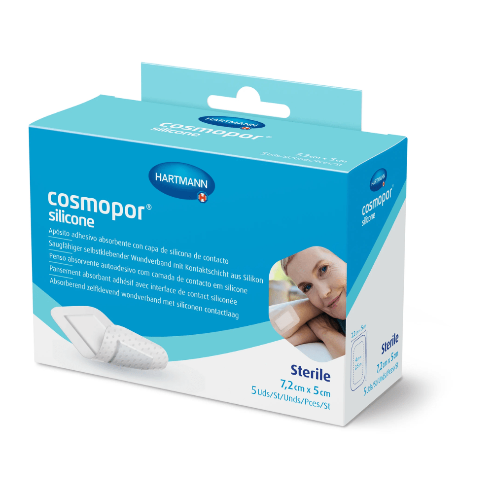 Hartmann Cosmopor® σιλικόνη, αποστειρωμένο, ατομικά σφραγισμένο· σε κουτιά με ευρωπαϊκό κρεμαστό, 7,2 x 5 cm