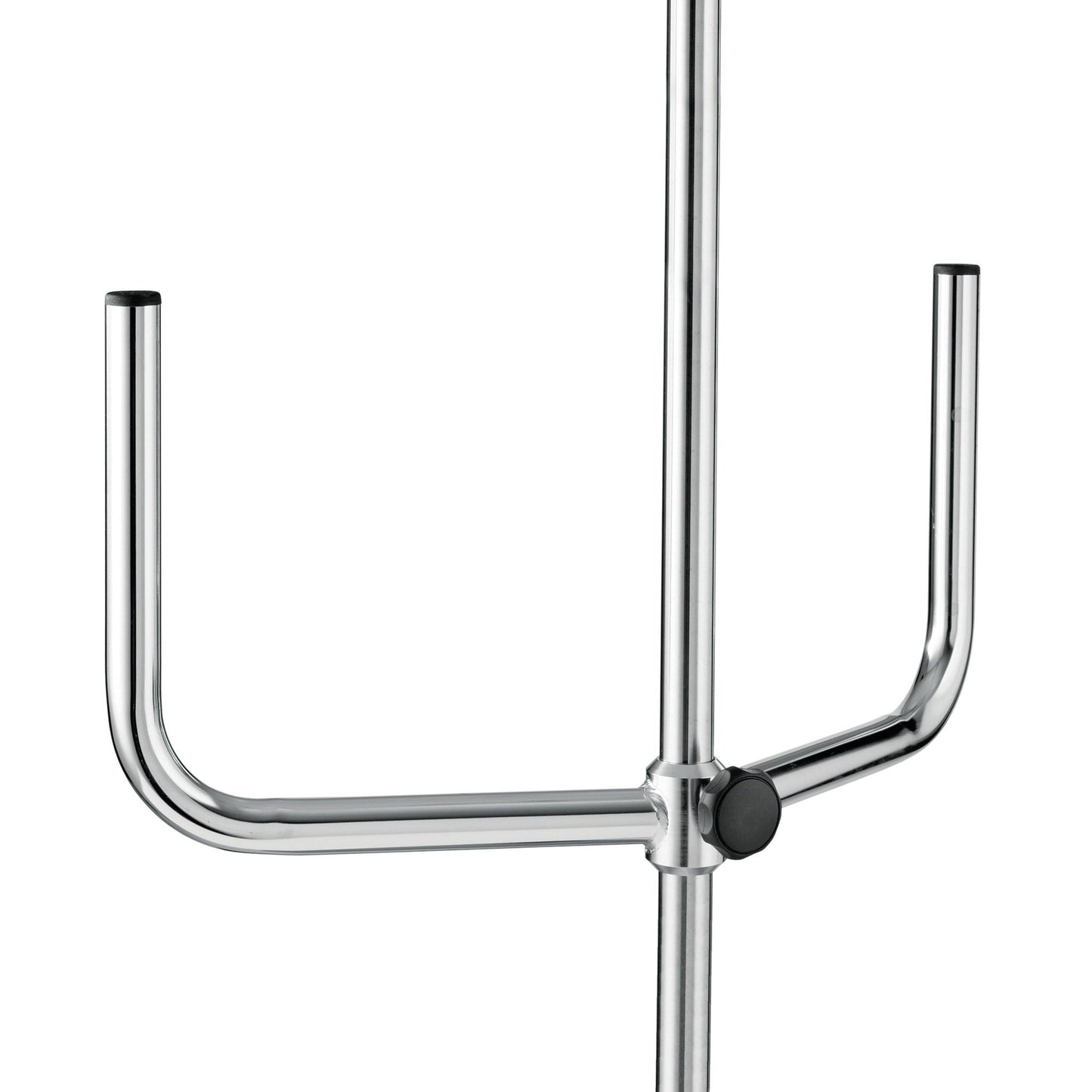 Μια κοντινή λήψη του Novocal Infusionspumpenhalters για αντλίες δείχνει τη σταθερή μεταλλική του βάση με μια κεντρική ράβδο και δύο οριζόντια U-σχήματος βραχίονες, που καθένας έχει ένα μαύρο καπάκι - ιδανικό για τη στερέωση αντλιών έγχυσης.