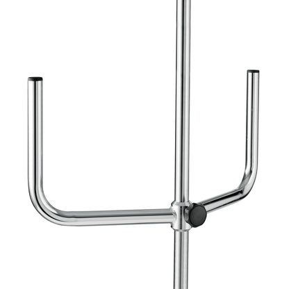 Μια κοντινή λήψη του Novocal Infusionspumpenhalters για αντλίες δείχνει τη σταθερή μεταλλική του βάση με μια κεντρική ράβδο και δύο οριζόντια U-σχήματος βραχίονες, που καθένας έχει ένα μαύρο καπάκι - ιδανικό για τη στερέωση αντλιών έγχυσης.