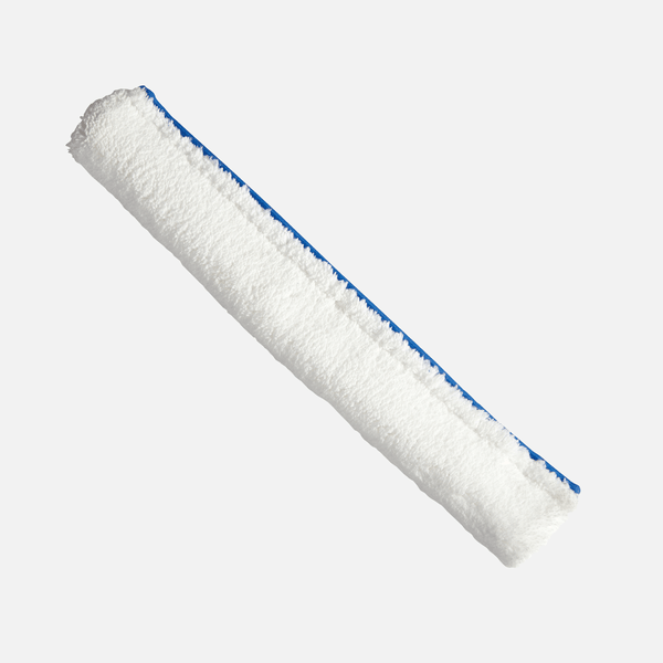 Απεικονίζεται ένα λευκό, ορθογώνιο Johannes Kiehl KG κάλυμμα ανθεκτικό σε διαλύτες για Wischwiesel (40 εκ., 1 τεμάχιο) με μπλε ραφή σε μονόχρωμο ανοιχτό φόντο.