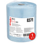 Η μεγάλη ρολό WypAll® X60 General Clean σε μπλε χρώμα από την Kimberly-Clark GmbH (1 ρολό x 500 φύλλα) είναι πλαστικοποιημένη, φέρει τον αριθμό 8371, πληροφορίες προϊόντος και εικονίδια - ιδανική για επαγγελματικό καθαρισμό; Ετικέτα με κόκκινο κύκλο "1 x".