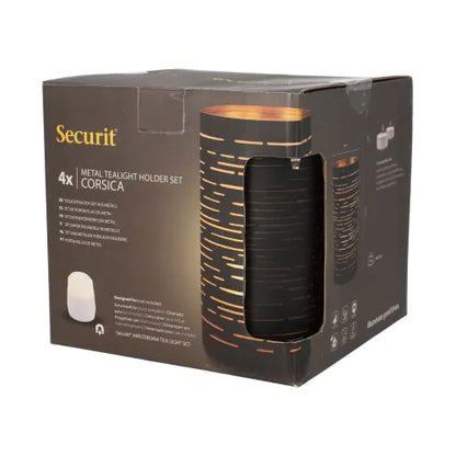 Papstar Κηροπήγιο Securit® Ø 8 cm x 15 cm μαύρο/χρυσό