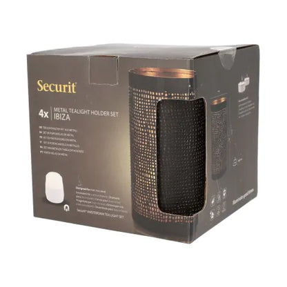 Papstar Κηροπήγιο Securit® Ø 8 cm x 15 cm μαύρο/χρυσό