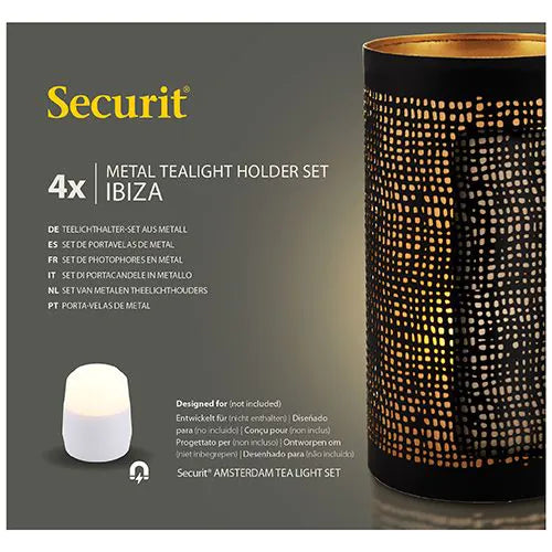 Papstar Κηροπήγιο Securit® Ø 8 cm x 15 cm μαύρο/χρυσό