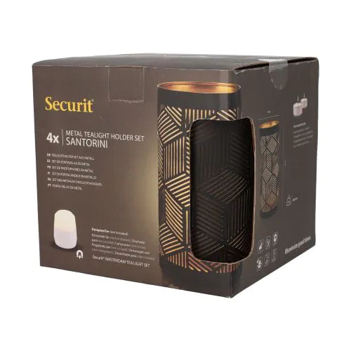 Papstar Κηροπήγιο Securit® Ø 8 cm x 15 cm μαύρο/χρυσό