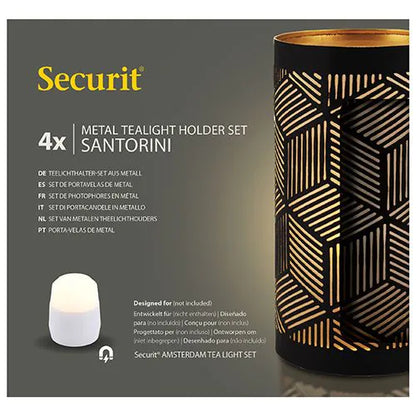 Papstar Κηροπήγιο Securit® Ø 8 cm x 15 cm μαύρο/χρυσό