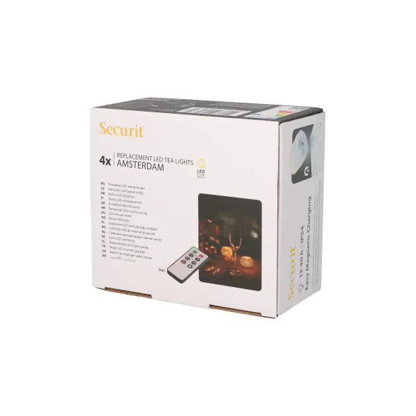 Papstar Securit® 4 φωτάκια τσαγιού LED συσκευασία αναπλήρωσης Ø 4 cm x 5 cm Χρόνος φωτισμού "Amsterdam" 12-40 ώρες