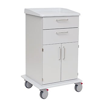 Το καρότσι φροντίδας και εργασίας Novocal με δύο συρτάρια, διπλό ντουλάπι, μεταλλικές λαβές και τέσσερις τροχούς (πίσω με κόκκινα φρένα) είναι ιδανικό για χώρους φροντίδας. Ανθεκτικό πλαίσιο πλήρους πλαστικού. Συσκευασία: 1 τεμάχιο.