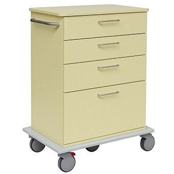 Το καροτσάκι φροντίδας και εργασίας Novocal έχει μπεζ σχεδιασμό με τέσσερα συρτάρια, μεταλλικές λαβές, τέσσερις περιστρεφόμενους τροχούς και μια σταθερή πλευρική λαβή ώθησης. Ο σκελετός είναι κατασκευασμένος από συνεχή, σταθερό πλαστικό. Μάρκα: Novocal. Συσκευασία (1 τεμάχιο).