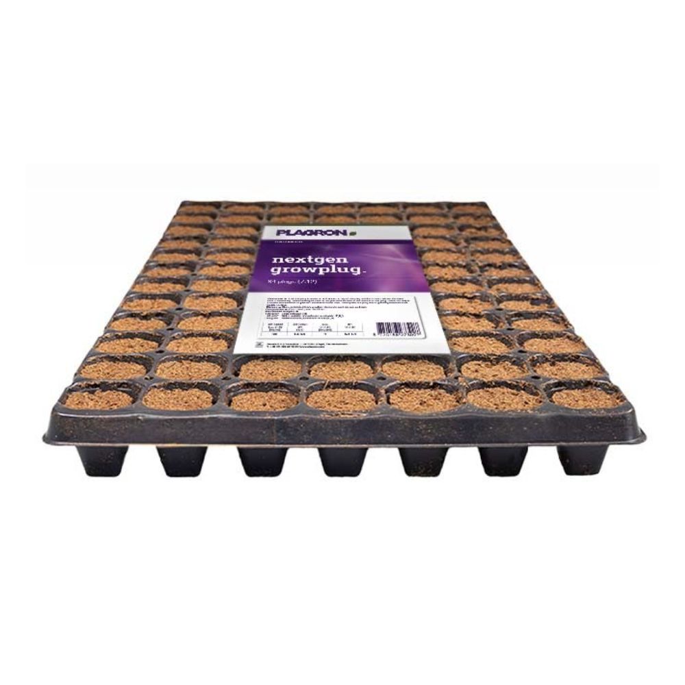 Το Plagron NextGen Growplug της Bertels B.V. διαθέτει 84 διαμερίσματα γεμάτα με χώμα, εμπλουτισμένα με ίνες καρύδας για καλύτερη ανάπτυξη ριζών. Έχει ένα σχεδιασμό πλέγματος που είναι ιδανικό για φύτευση και στην επιφάνεια διαθέτει μια εντυπωσιακή ετικέτα πληροφοριών προϊόντος.